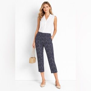Rachel Zoe navy blue floral print cropped trouser pants -10